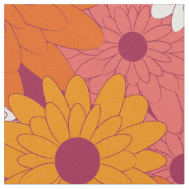 Field of Flowers Pink Retro Print Tyg