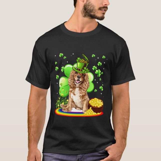 Field Spaniel Dog St Patricks Day T Shirt (Framsida)