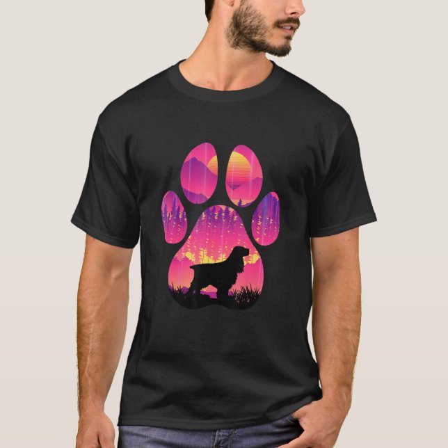 Field Spaniel Paw Mom Dad Dog  Women Men T Shirt (Framsida)