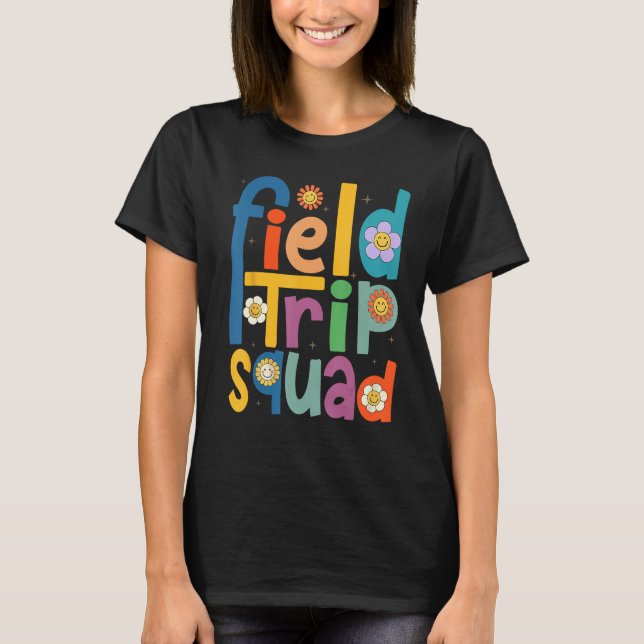 Field Trip Squad Groovy Retro Field Day 2023 Teach T Shirt (Framsida)