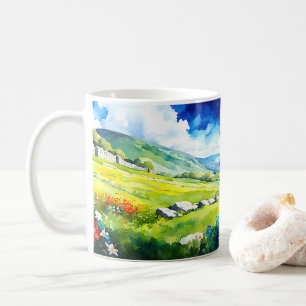 "Fielddale" Wide Landscape Yorkshire Dales Scene Kaffemugg