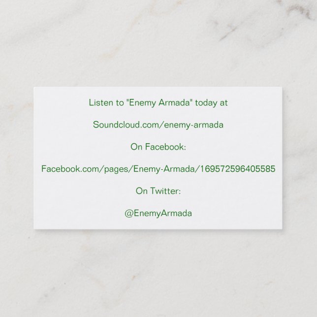 Fientligt Armadabefordrankort Visitkort (Baksida)