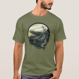 Fierce Alligator Swamp Illustration Art T Shirt
