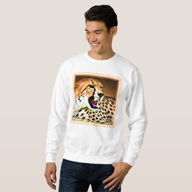 "Fierce and Fiery Cheetah Design". Köp nu Lång Ärmad Tröja (Hel framsida)