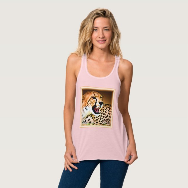 "Fierce and Fiery Cheetah Design". Köp nu Linne Med Racerback (Hel framsida)