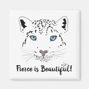 Fierce är vacker Modern Snö Leopard Magnet