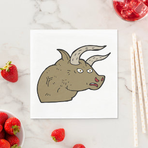 Fierce Arg Bull Head Rustic Vild Animal Pappersservett