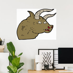 Fierce Arg Bull Head Rustic Vild Animal Poster