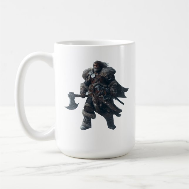 Fierce Barbarian Warrior med antika Ax Kaffemugg (Vänster)