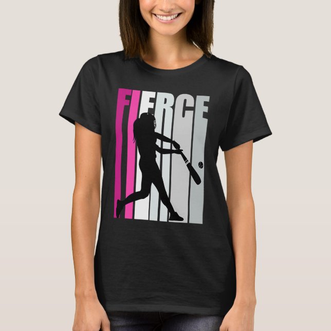 Fierce Baseball Birthday Colorful Base Springa Pra T Shirt (Framsida)