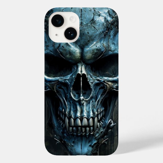 Fierce Blue Skull iPhone 14 Fodral (Baksida)