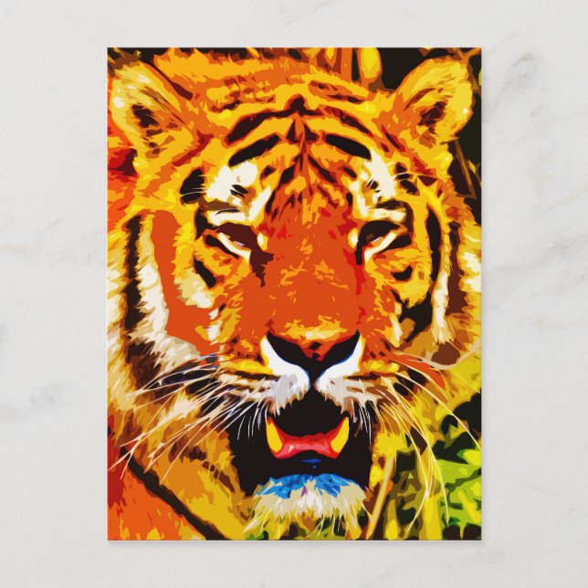 Fierce Bright Orange Sibiian Tiger Vykort (Framsida)