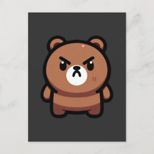 Fierce Brown Bear Art Vykort