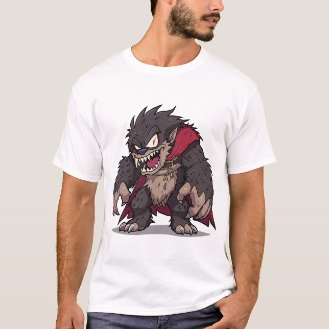 Fierce Cartoon Monster Werewolf Graphic T Shirt (Framsida)