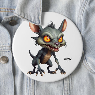 Fierce Chupacabra Art Spiky Päls Fantasy Creature Knapp