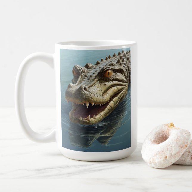 Fierce Crokodile med Piercing Ögon Wildlife Kaffemugg (Med munk)