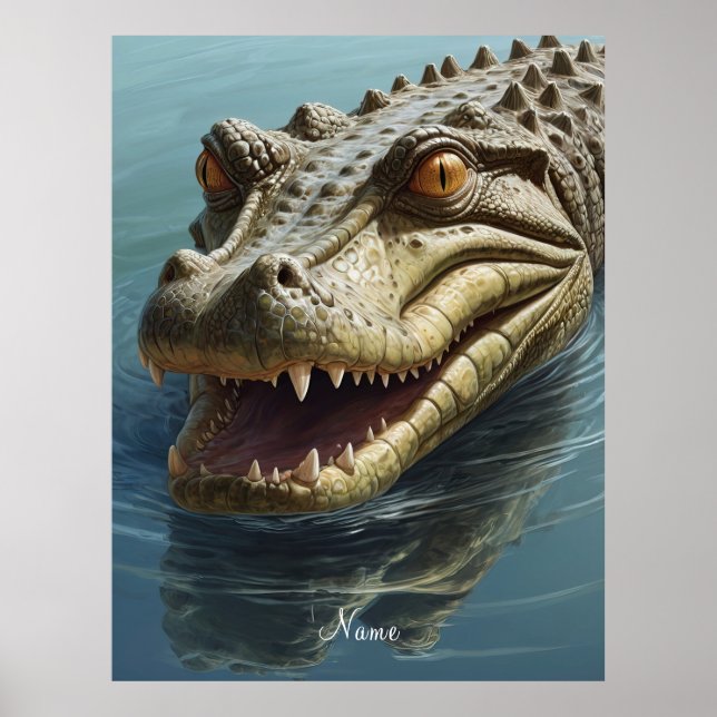 Fierce Crokodile med Piercing Ögon Wildlife Poster (Framsidan)