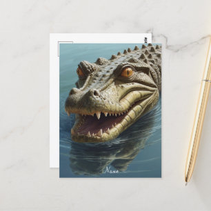 Fierce Crokodile med Piercing Ögon Wildlife Vykort
