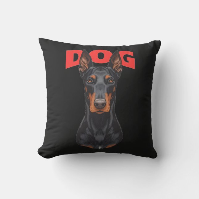 Fierce Doberman Dog Pillow – Strong and Elegant Gu Kudde (Framsida)