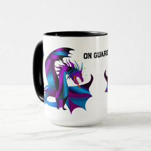 Fierce Dragon Black Blue Lila On Guard Roligt Mugg