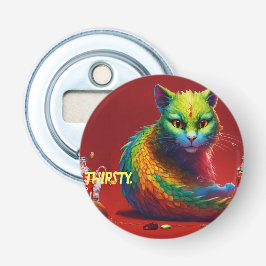 "Fierce Elegance: Red Dragon Cat Mouse Round Flasköppnare