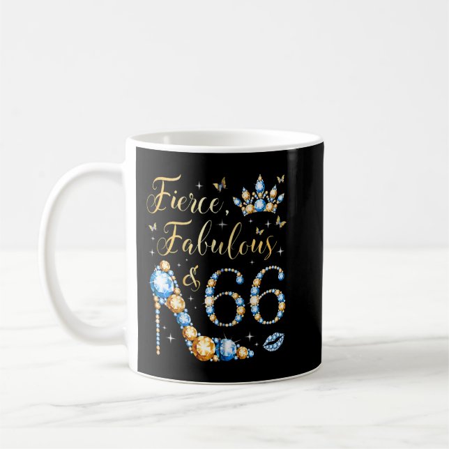 Fierce Fabulous & 66s Years Old Woman 66th Birthda Kaffemugg (Vänster)