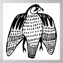 Fierce Falcon svart linje teckning på vitt Poster