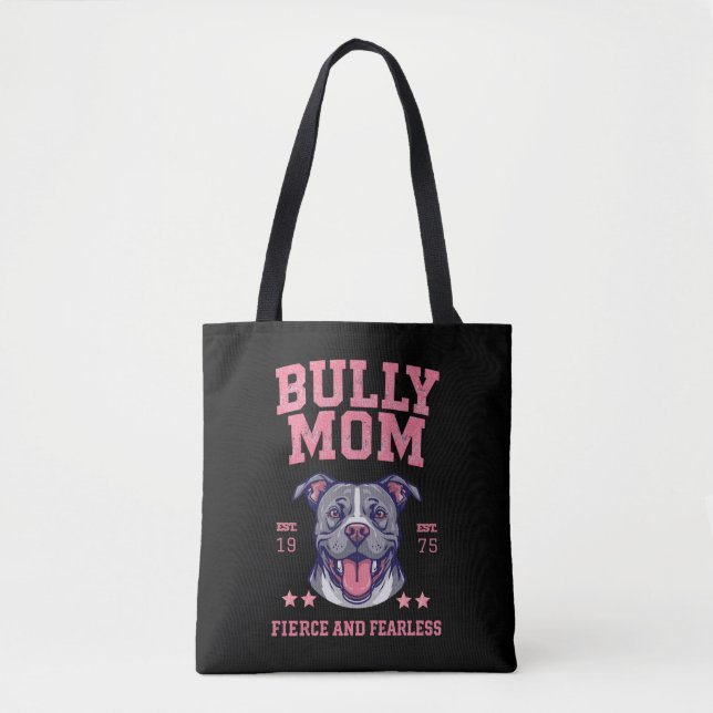 Fierce Fearless Bully Dog Mom | Black Pitbull Mama Tygkasse (Framsida)