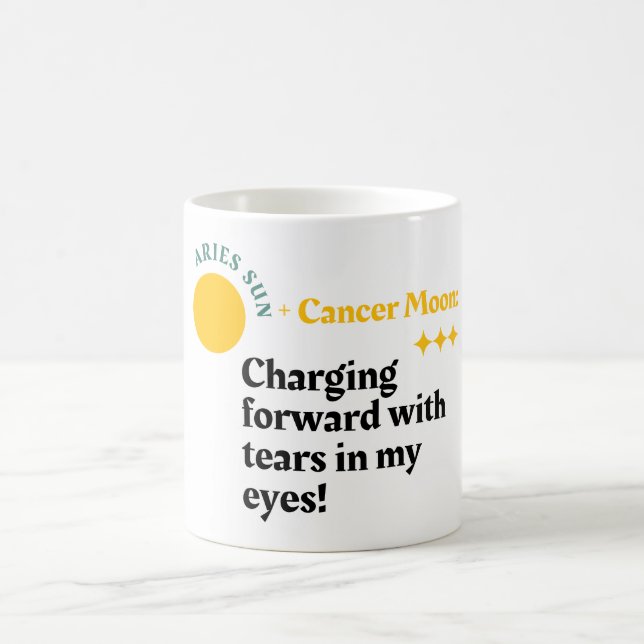 Fierce Feelings - Aries Sol, Cancer Måne Zodiac Mu Kaffemugg (Center)