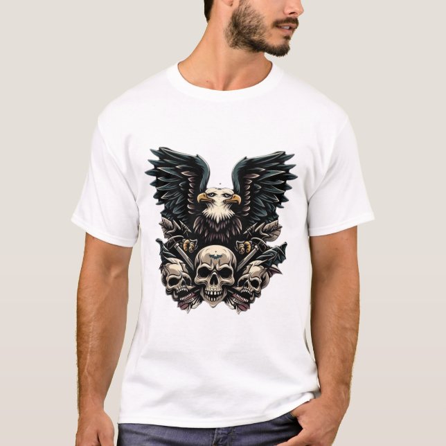 "Fierce Flight - Eagle Sticker Art Tapet" T Shirt (Framsida)