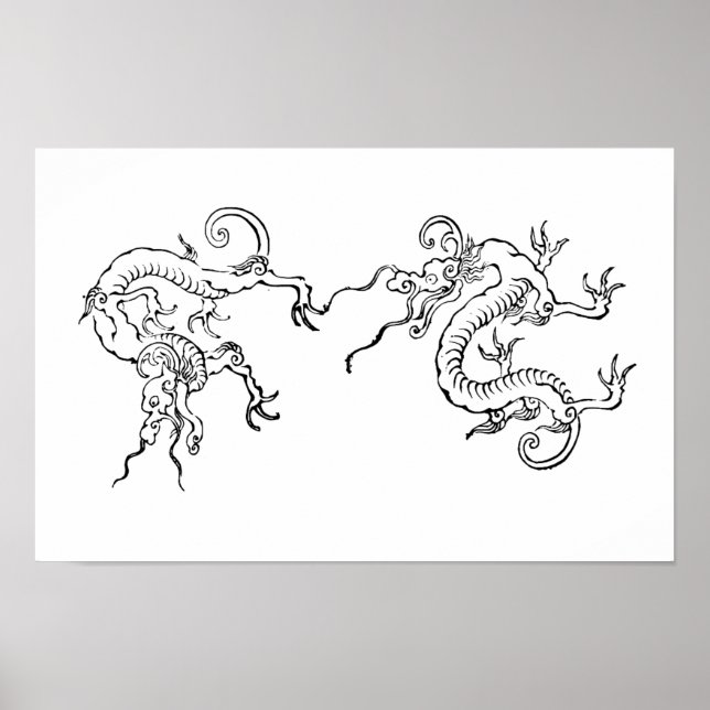  Fierce & Flowing – Japanese Dragon Art Poster (Framsidan)