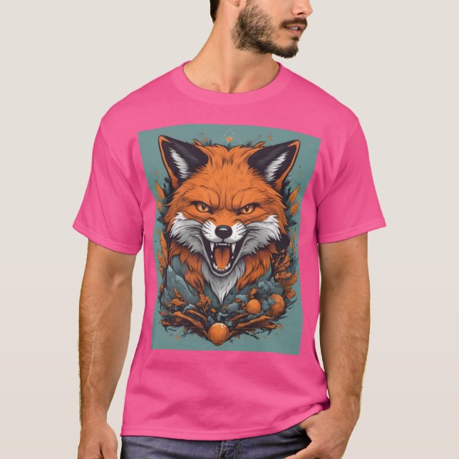 Fierce Fox with Floral Accents T Shirt (Framsida)