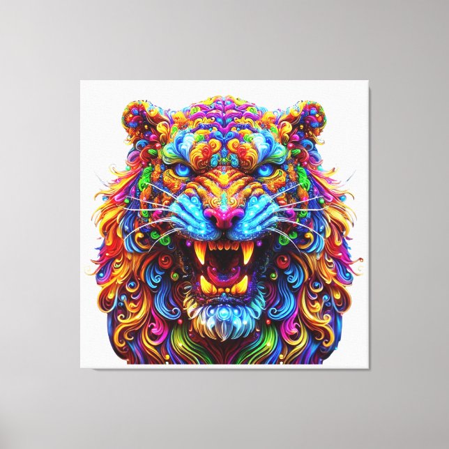 Fierce Glowing Tiger Canvastryck (Framsida)