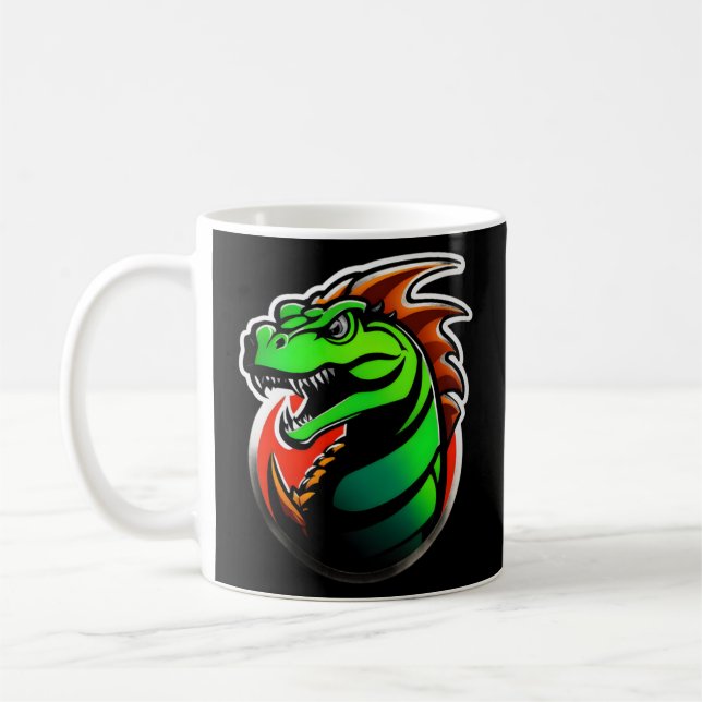 Fierce Grönt Dragon Artwork Kaffemugg (Vänster)