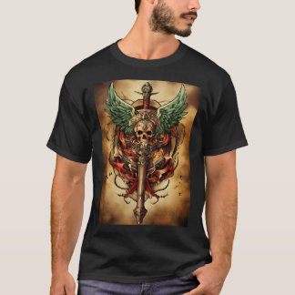 Fierce Guardian Skull Tattoo T Shirt