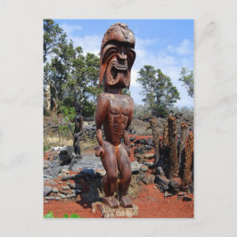 Fierce Hawaiian Ki'i Sculpture Postcard Vykort