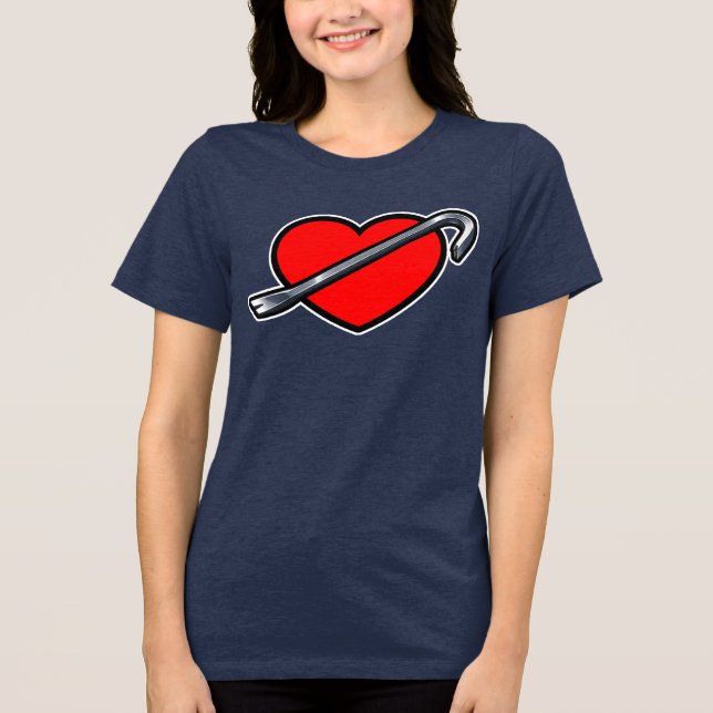 Fierce Heartbreaker Anime Hearts Crowbar Design T Shirt (Framsida)