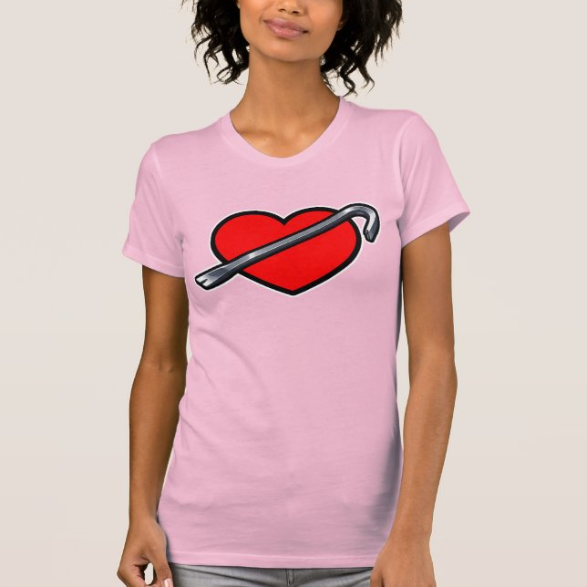 Fierce Heartbreaker Anime Hearts Crowbar Design T Shirt (Framsida)