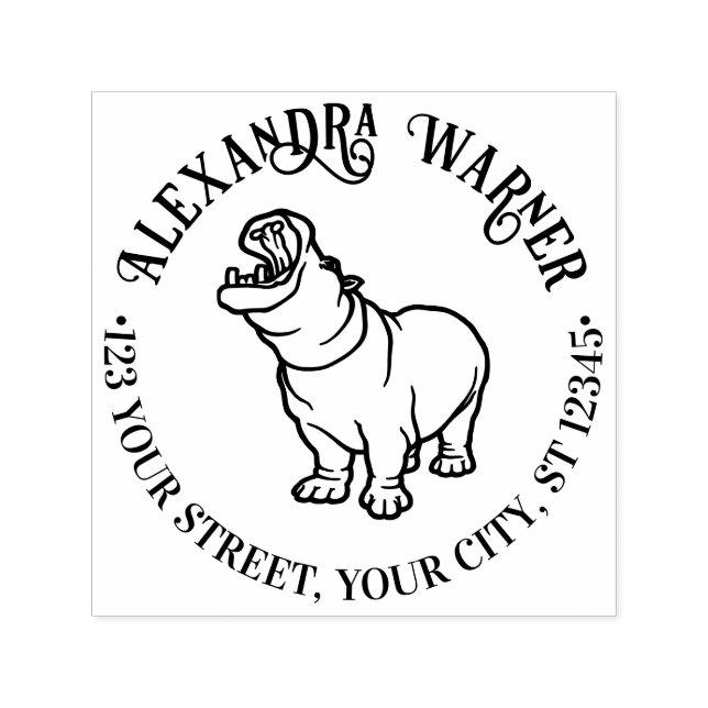 Fierce Hippopotamus #2-återlämningsadresser för Na Självfärgande Stämpel (Design)