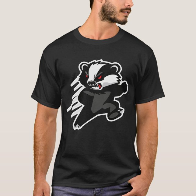 Fierce Honey Badger Attack Mascot T Shirt (Framsida)