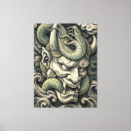 Fierce Horned Demon Serpent Storm Pop Art Canvastryck