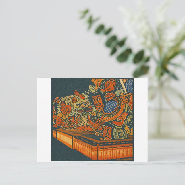 Fierce Kabuki Warriors – Japanese Woodblock Spirit Vykort (Stående Fram)