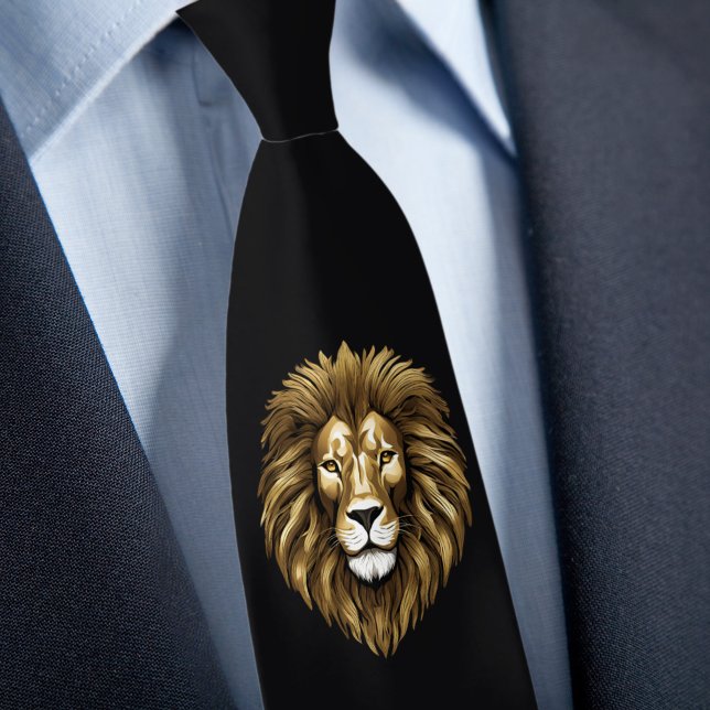 Fierce Lejon på Black Necktie Slips (Skapare uppladdad)
