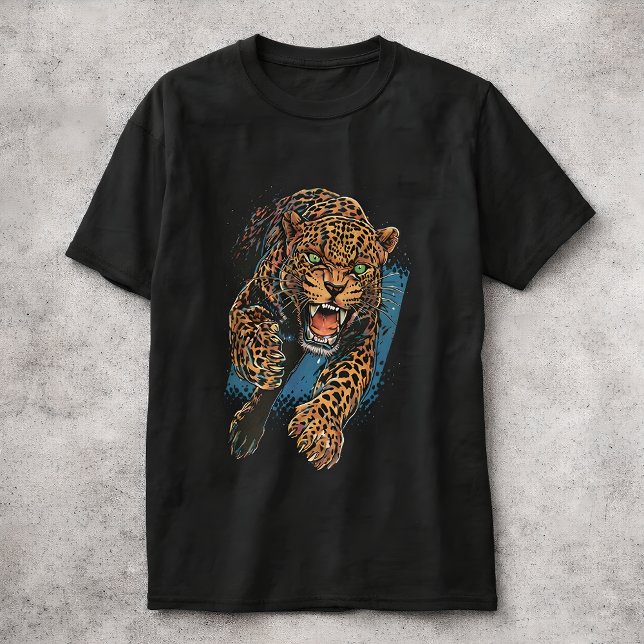 Fierce Leopard Big Cat Wildlife Art Animal T Shirt (Skapare uppladdad)