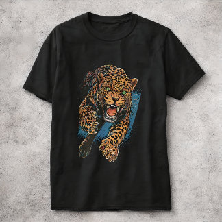 Fierce Leopard Big Cat Wildlife Art Animal T Shirt