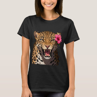 Fierce Leopard Pink Flower Shirt T