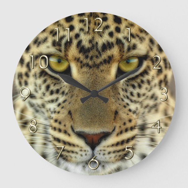 Fierce Leopard Stor Klocka (Framsida)