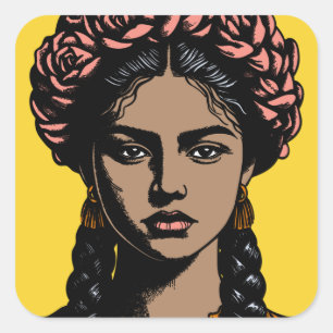 Fierce Mexican Beauty Stickers Fyrkantigt Klistermärke