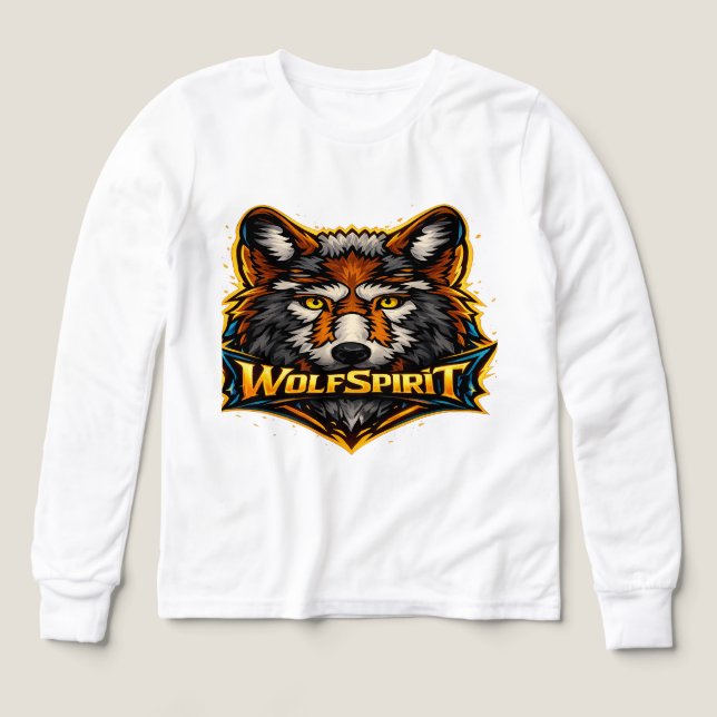 Fierce Modern Wolf Emblem T Shirt (Design framsida)