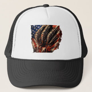 Fierce Monster Tearing American Flag Art Keps
